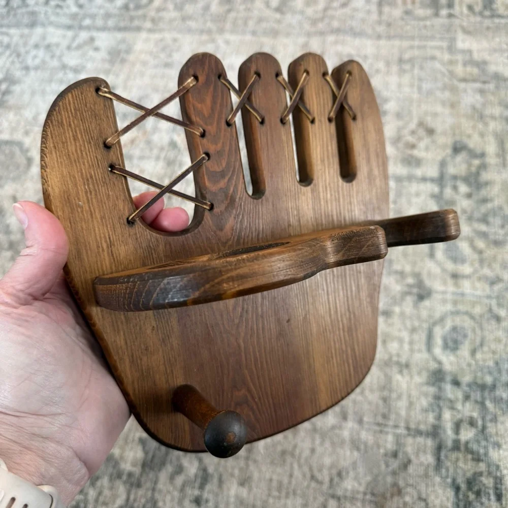 Wooden Baseball Glove Wall Decor